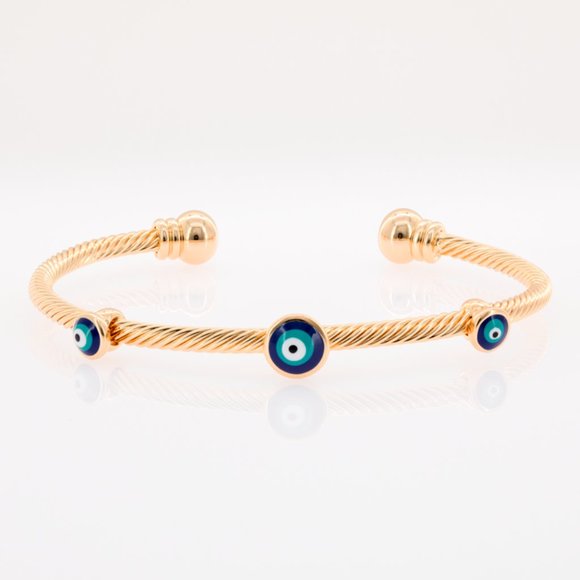 4 braceletsEvil eye, Nazar Gold Metal, talisman, open cuff, turkish eye - Picture 4 of 16
